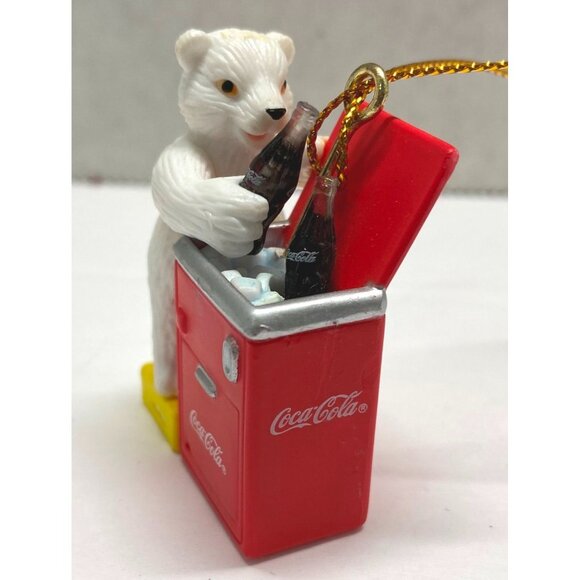 Vintage Coca-Cola Polar Bear Christmas Tree Ornament With Mini Cooler & Bottles - Picture 5 of 9